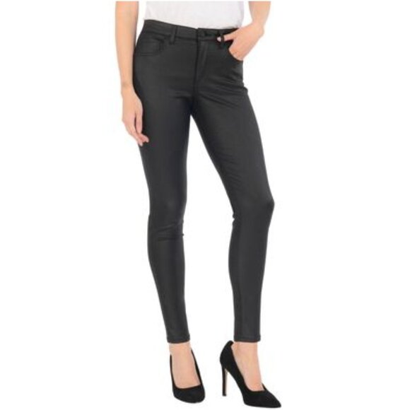 KUT from the Kloth Donna Coated High Waist Ankle Skinny Jeans In Black - Picture 1 of 9